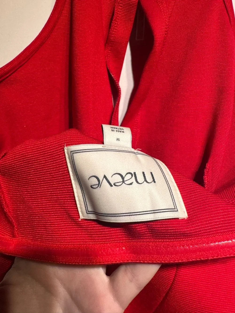 Maeve Red Halter Top with Rhinestone Bow Accents - Picture 8 of 8